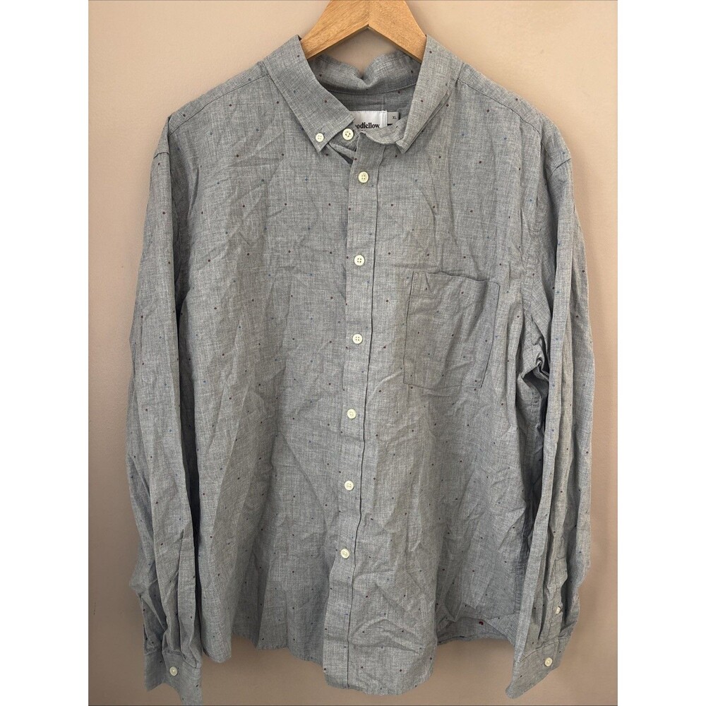 Goodfellow Button Down Shirt Mens XL Gray Polka Dot Long Sleeve NWT